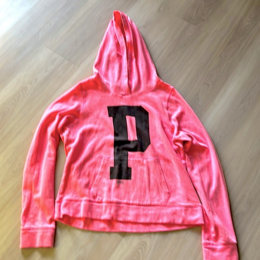 Victoria Secret PINK Y2K Hoodie-L Pink Black Vintage Casual Lounge